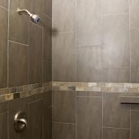 open two person slate shower